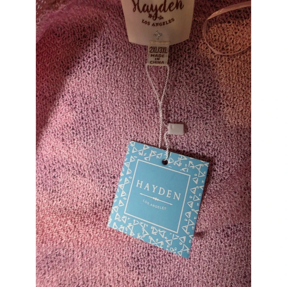 Hayden Los Angeles Pink Leopard Cardigan Sweater SZ 2-3X Pockets Breast Cancer